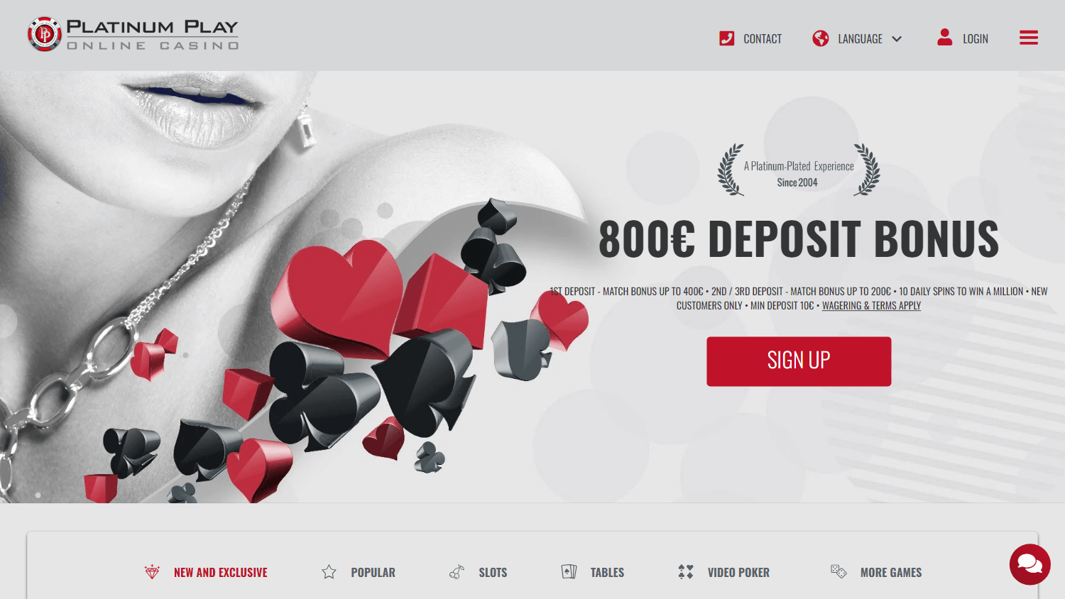 Platinum Play Online Casino Desktop screenshot
