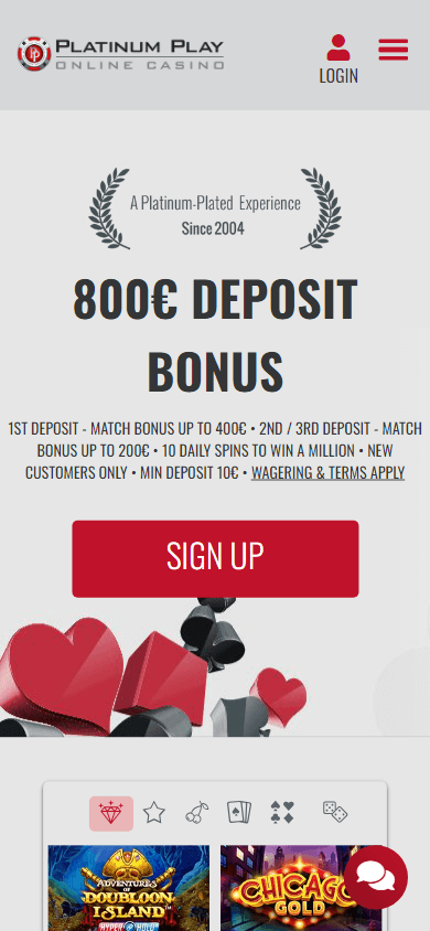 Platinum Play Online Casino Mobile screenshot